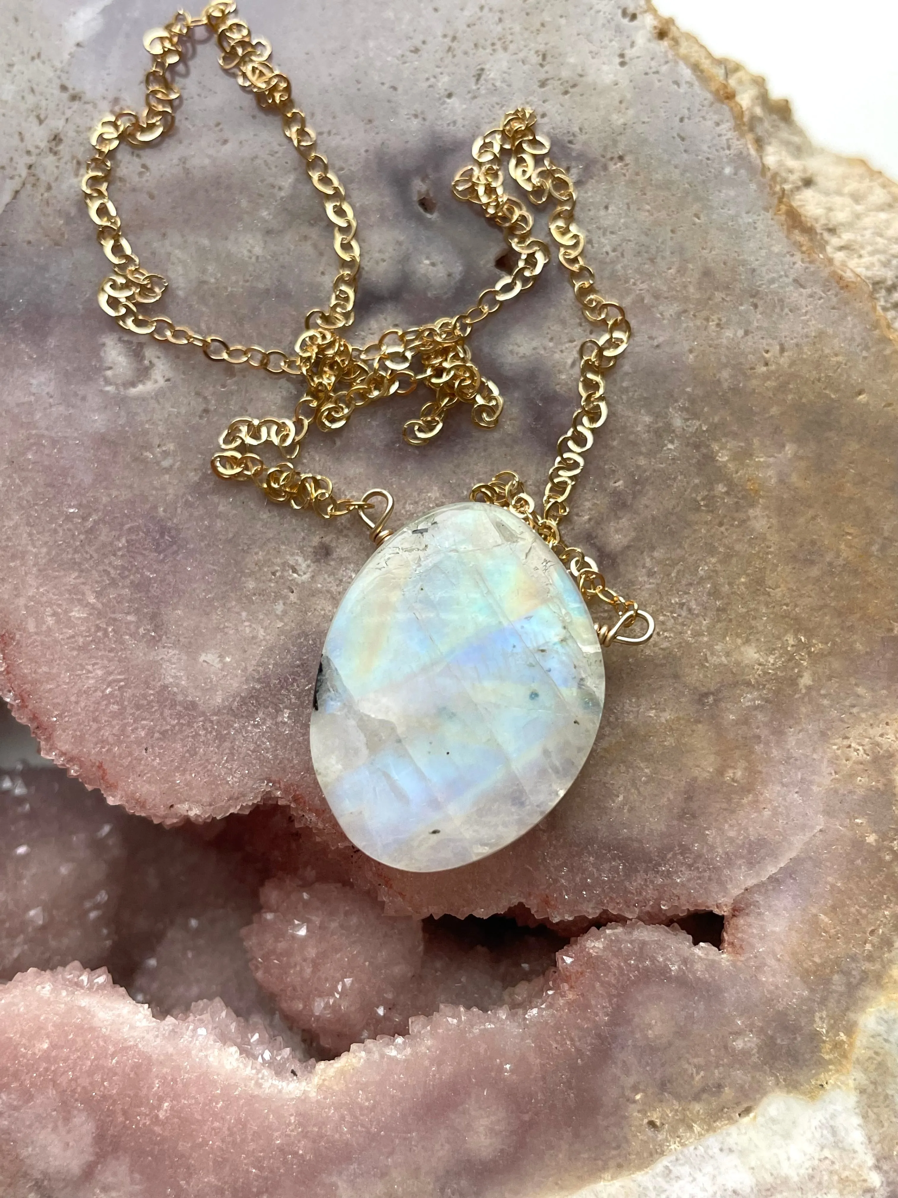 Moonstone Pendant Necklace 14k Gold Filled