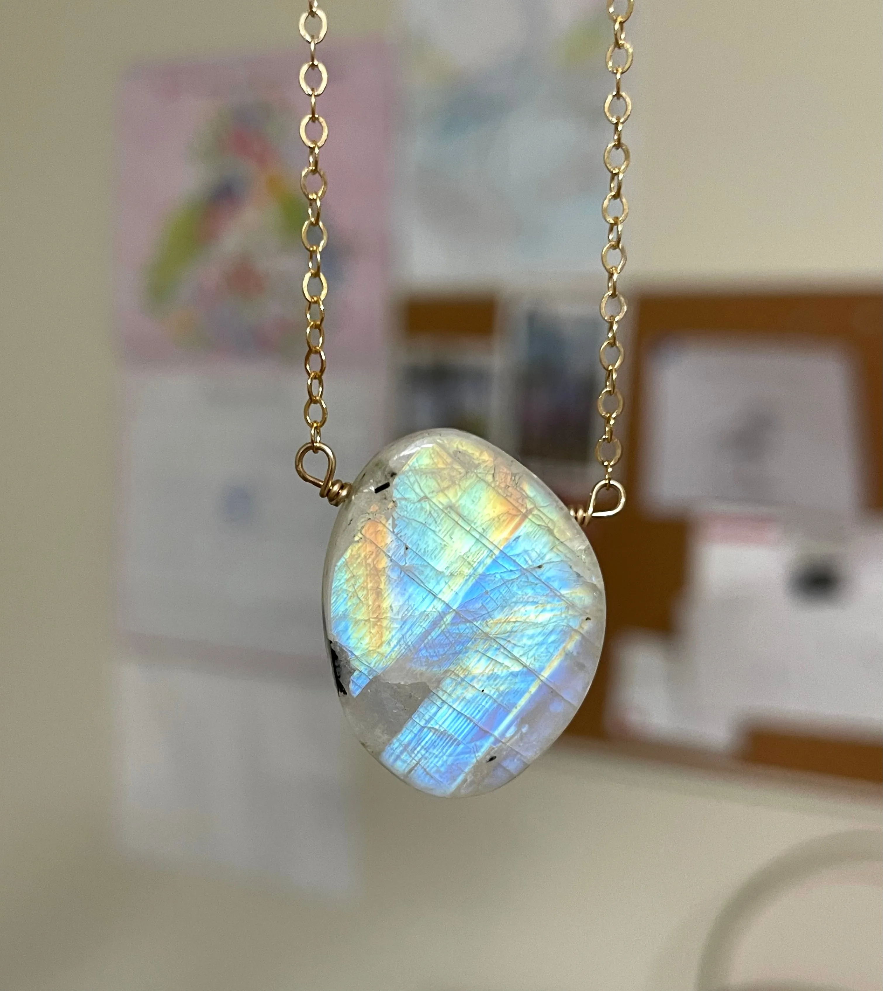 Moonstone Pendant Necklace 14k Gold Filled