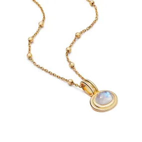 Moonstone Pendant Necklace 18ct Gold Plate