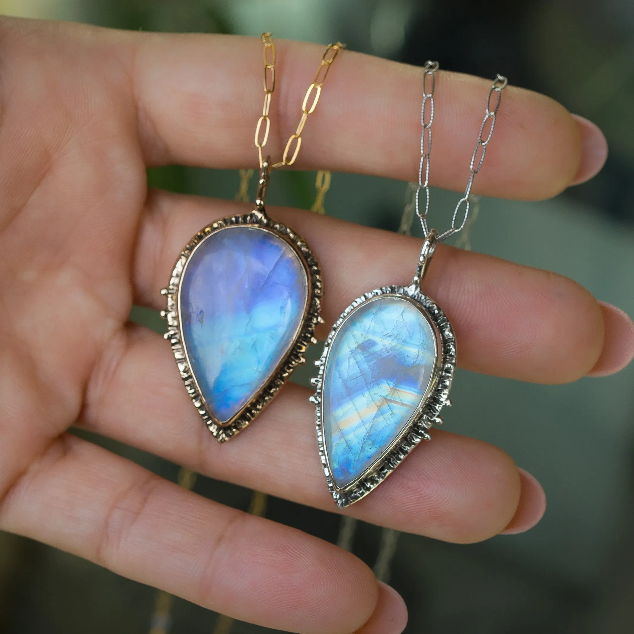 Moonstone Teardrop Bronze Pendant