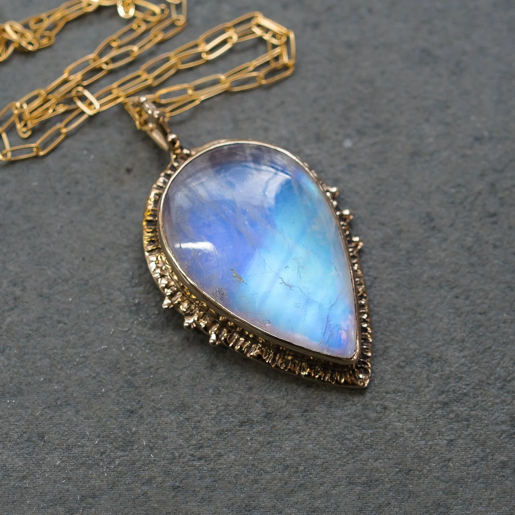 Moonstone Teardrop Bronze Pendant