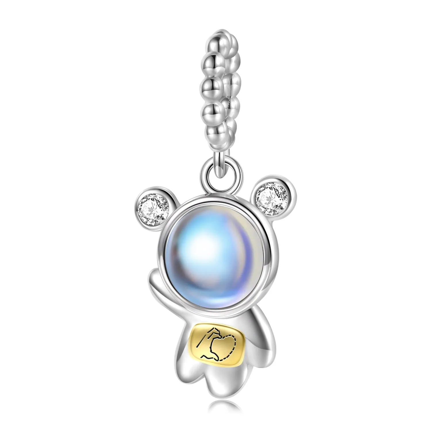 Moonstone Zircon Cute Bear Sterling Silver Pendant