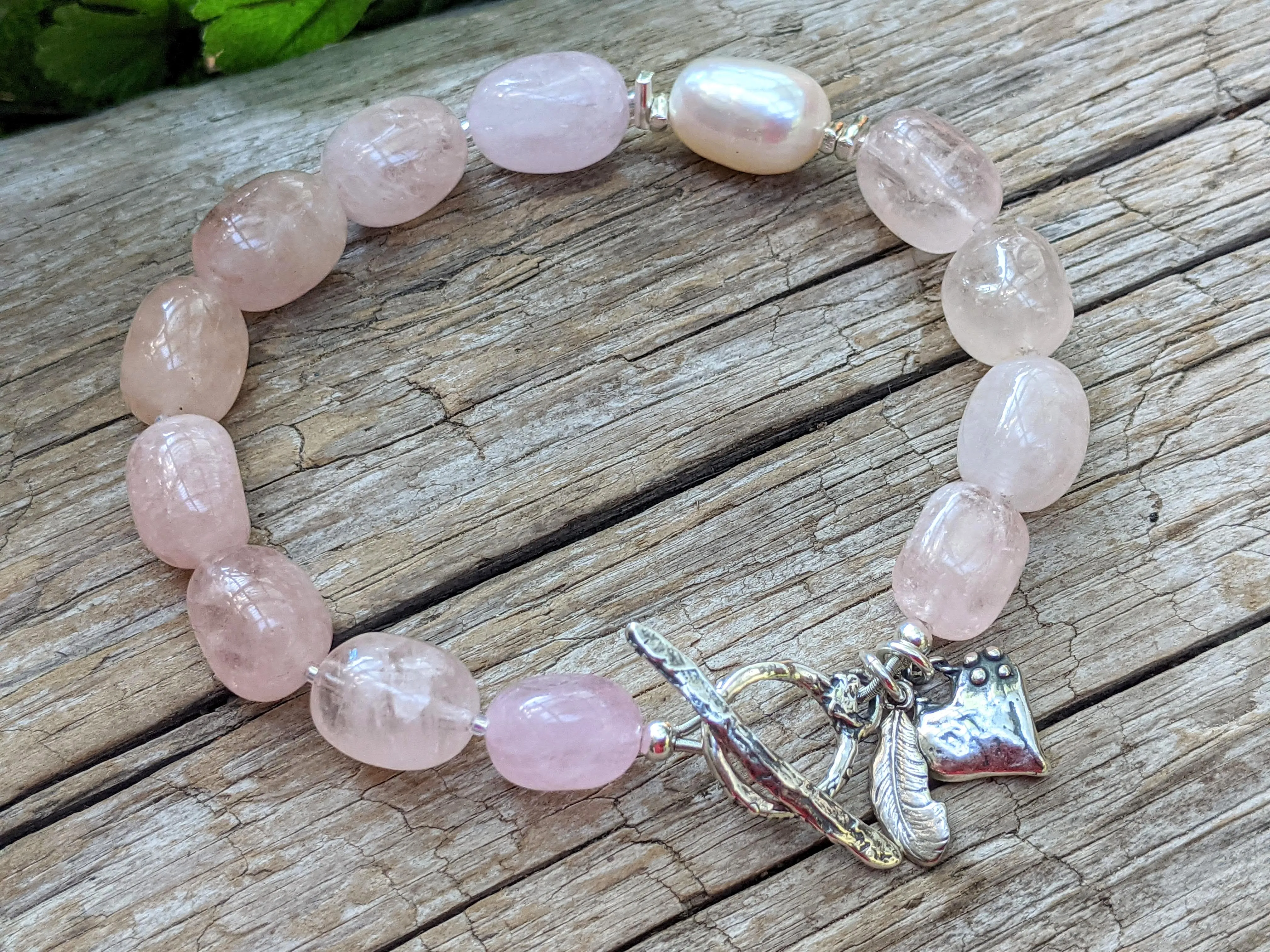 Morganite & Pearl Artisan Bracelet