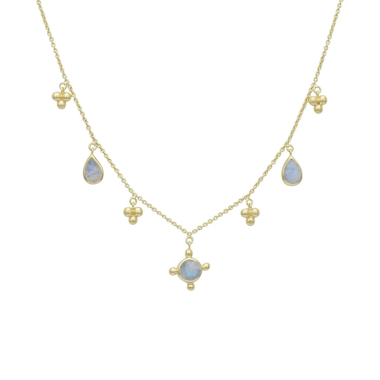 Morning Star Gold Rainbow Moonstone Necklace