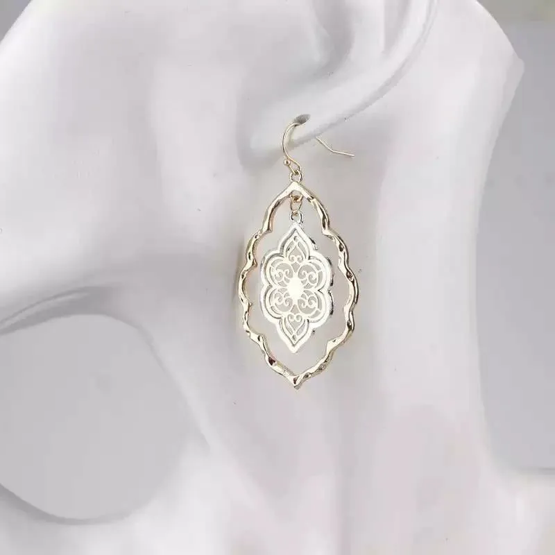 Moroccan Filigree Earrings - Gold / Silver