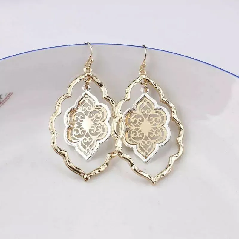 Moroccan Filigree Earrings - Gold / Silver