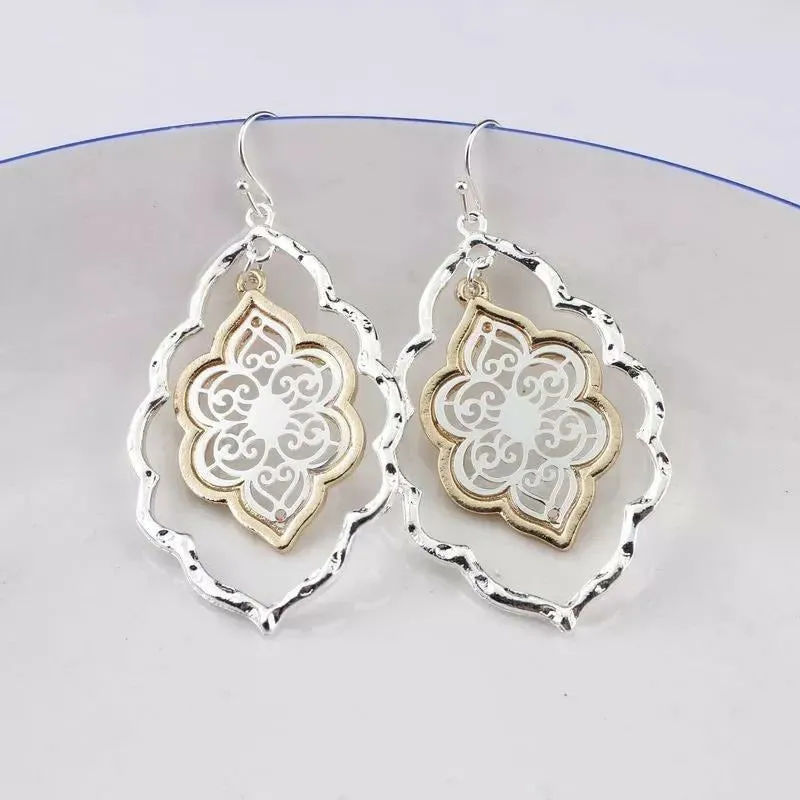 Moroccan Filigree Earrings - Gold / Silver