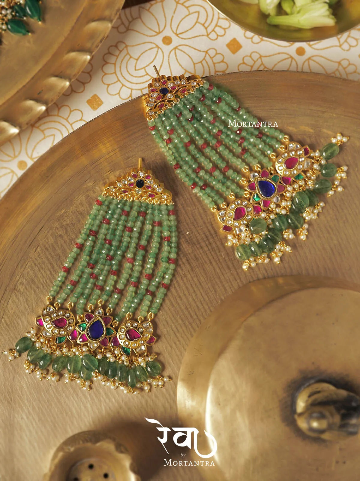 Multicolor Gold Plated Jadau Kundan Earrings - MO-EAR4M