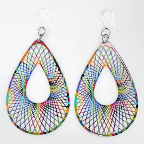 Multicolor Patterend Filigree Dangles Hypoallergenic Earrings for Sensitive Ears Made with Plastic Posts