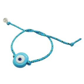 Multicolour Glass Evil Eye Amulet Nautical Cord Bracelet