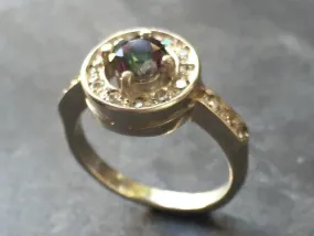 Mystic Topaz Vintage Ring - Purple Gemstone Ring - Halo Mystic Topaz Ring