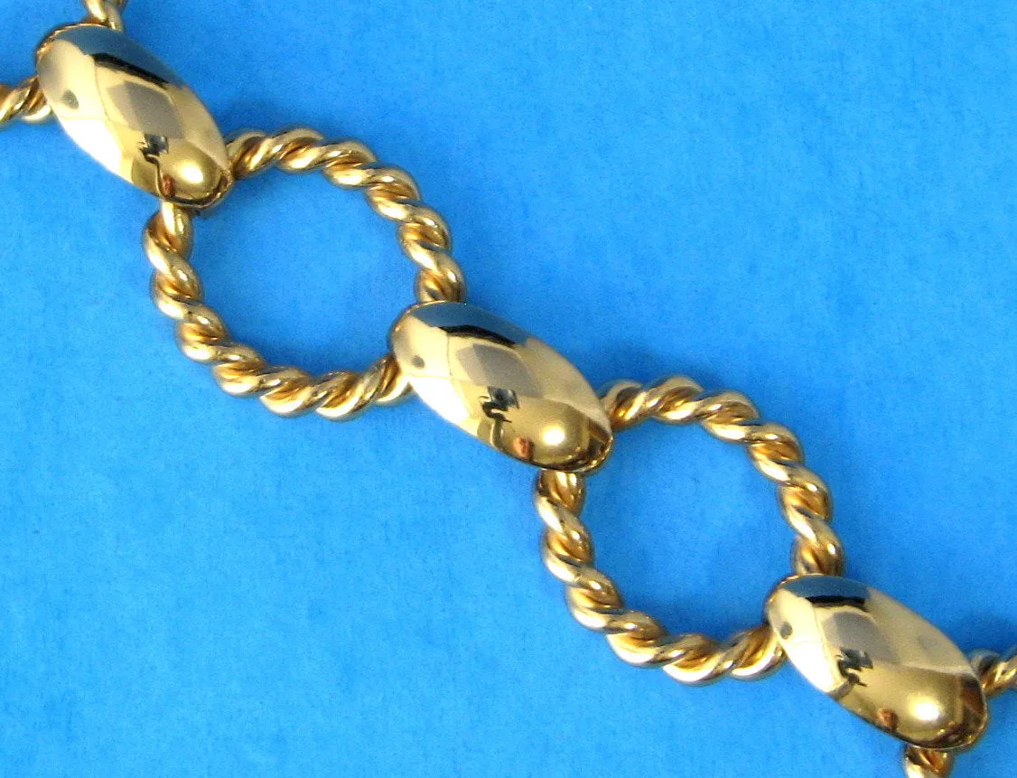 Napier Twisted Link Bracelet Signed Oval Links Gold Plated 1980s Fashion Chunky