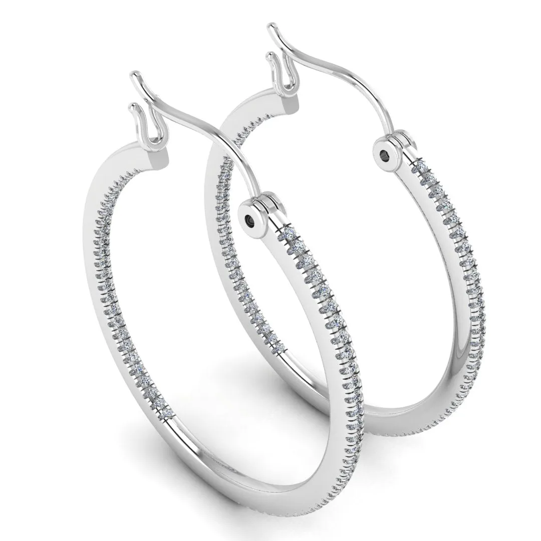 Natural Diamond Platinum Hoop Earrings ER1D