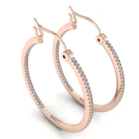 Natural Diamond Rose Gold Hoop Earrings ER1D