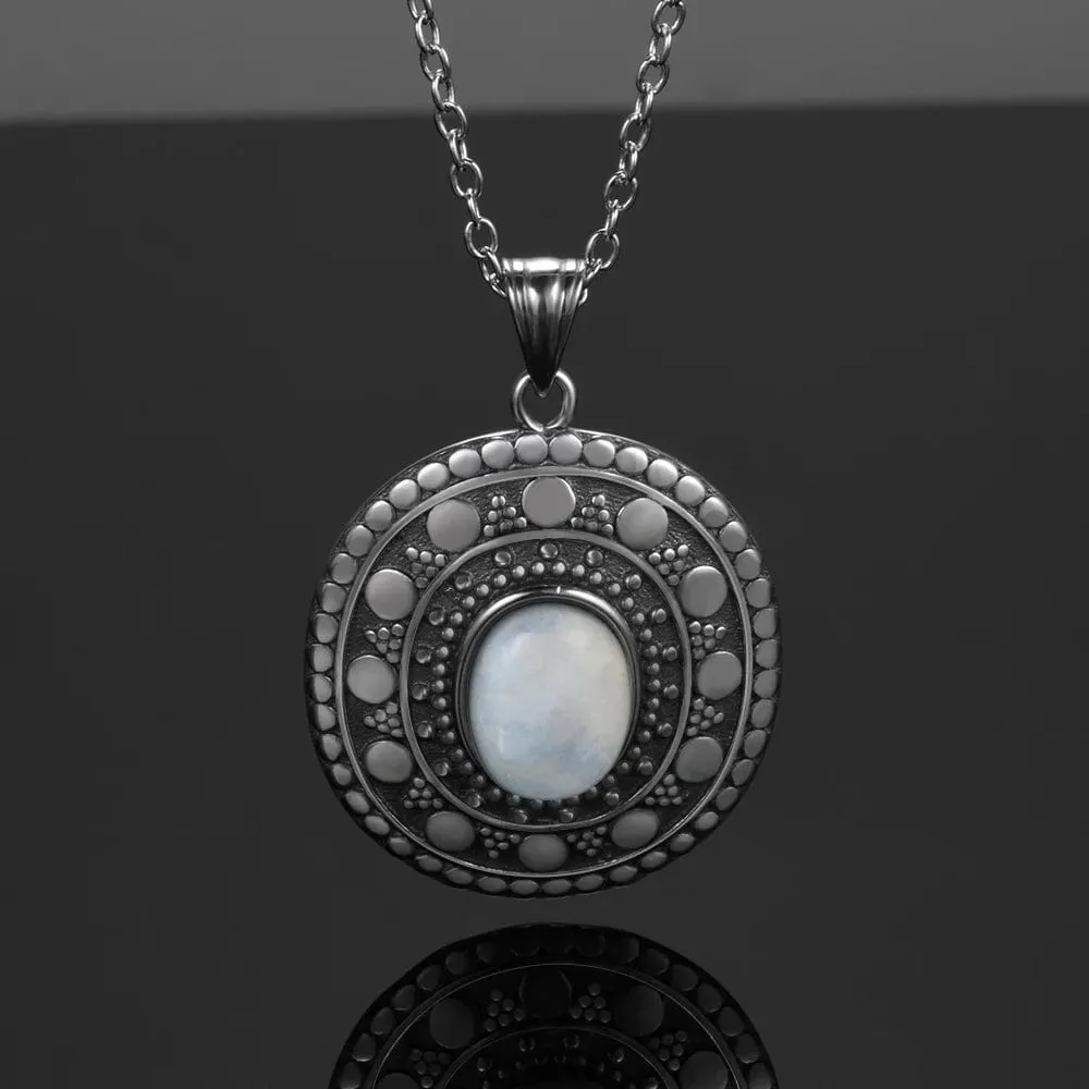 Natural Moonstone Sterling Silver Necklace