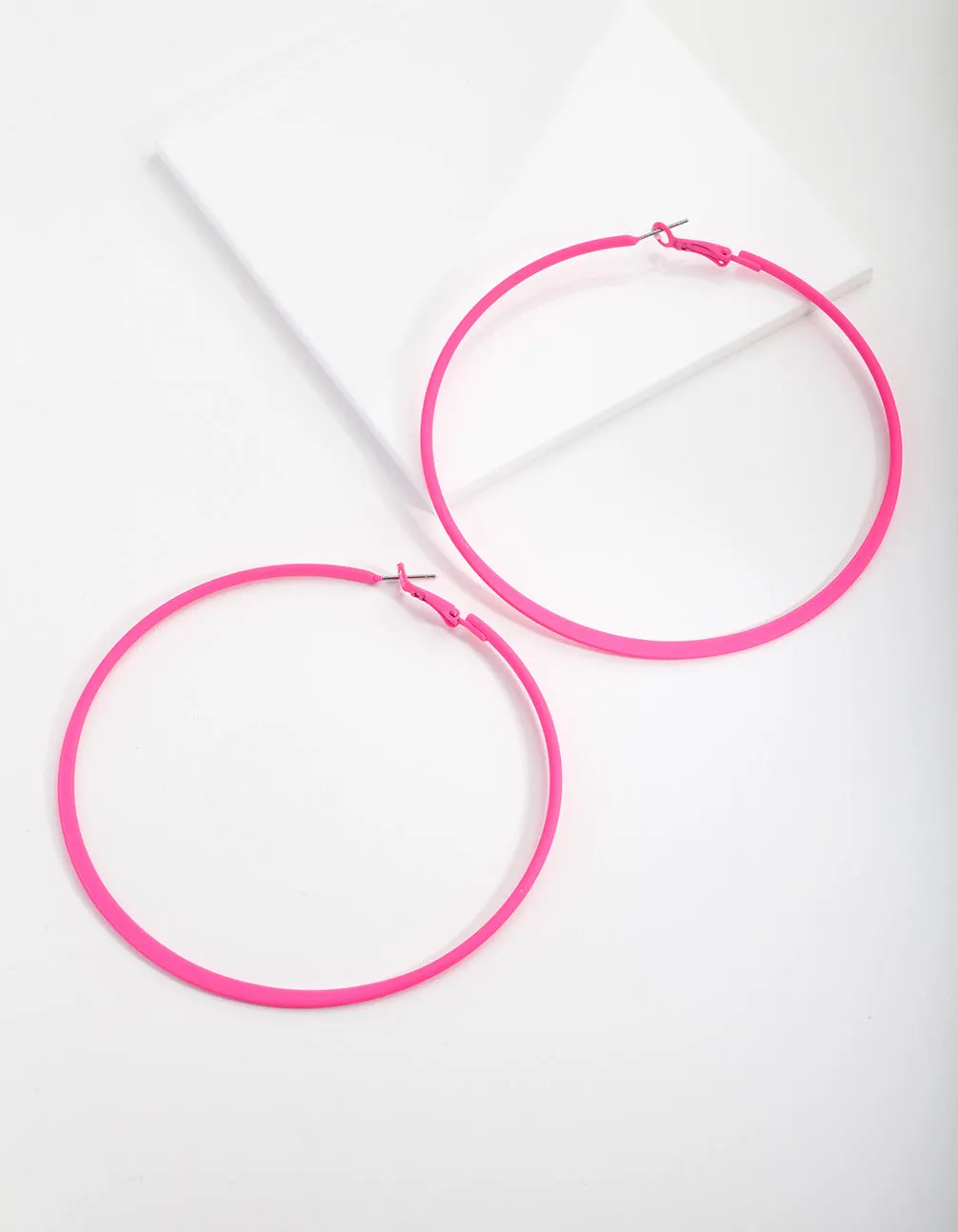 Neon Pink Flat Edge Hoop Earrings