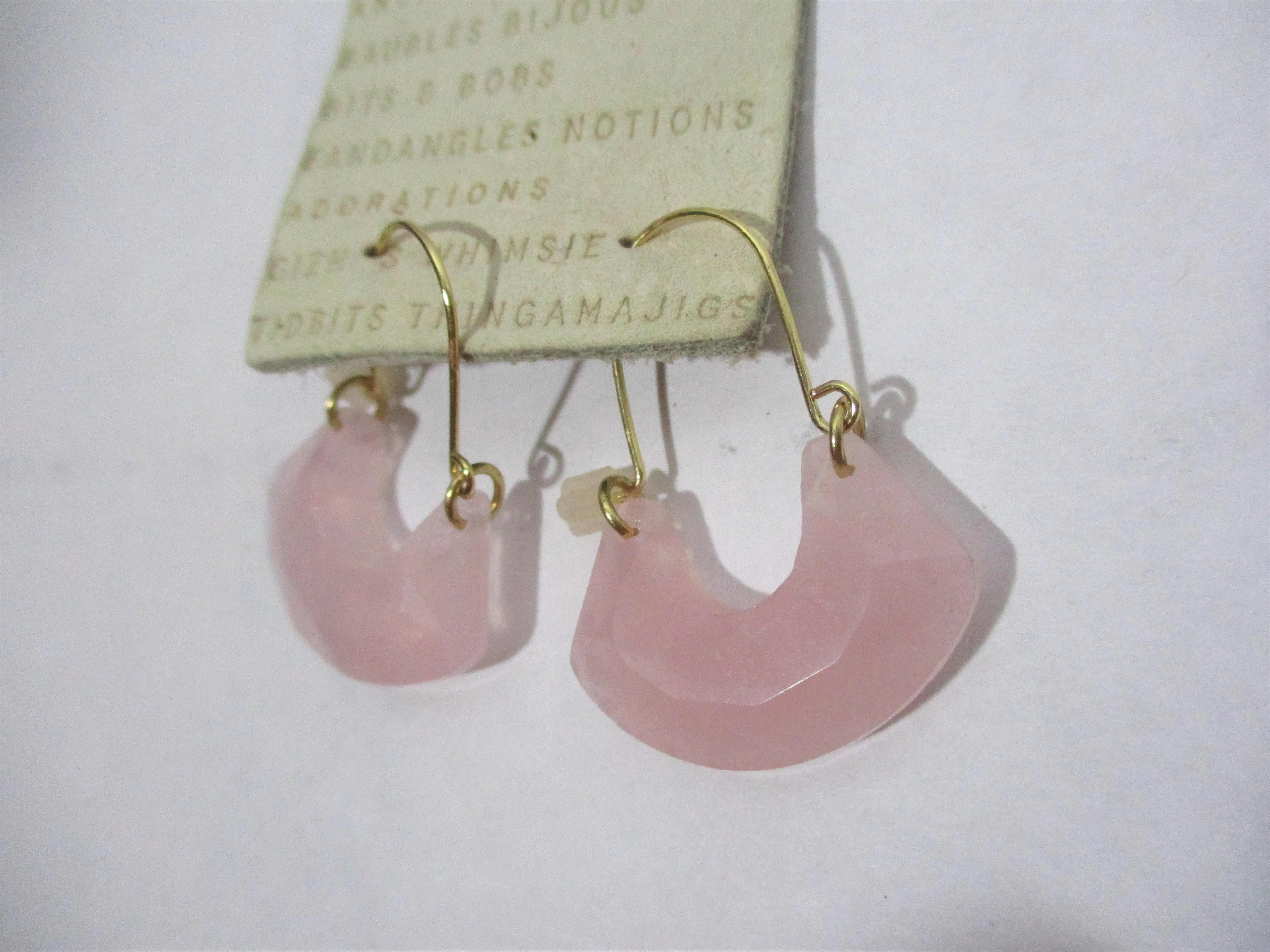 NEW ANTHROPOLOGIE ROSE QUARTZ Gold HOOP Pierced Earring Jewelry ETHNIC Boho Festival