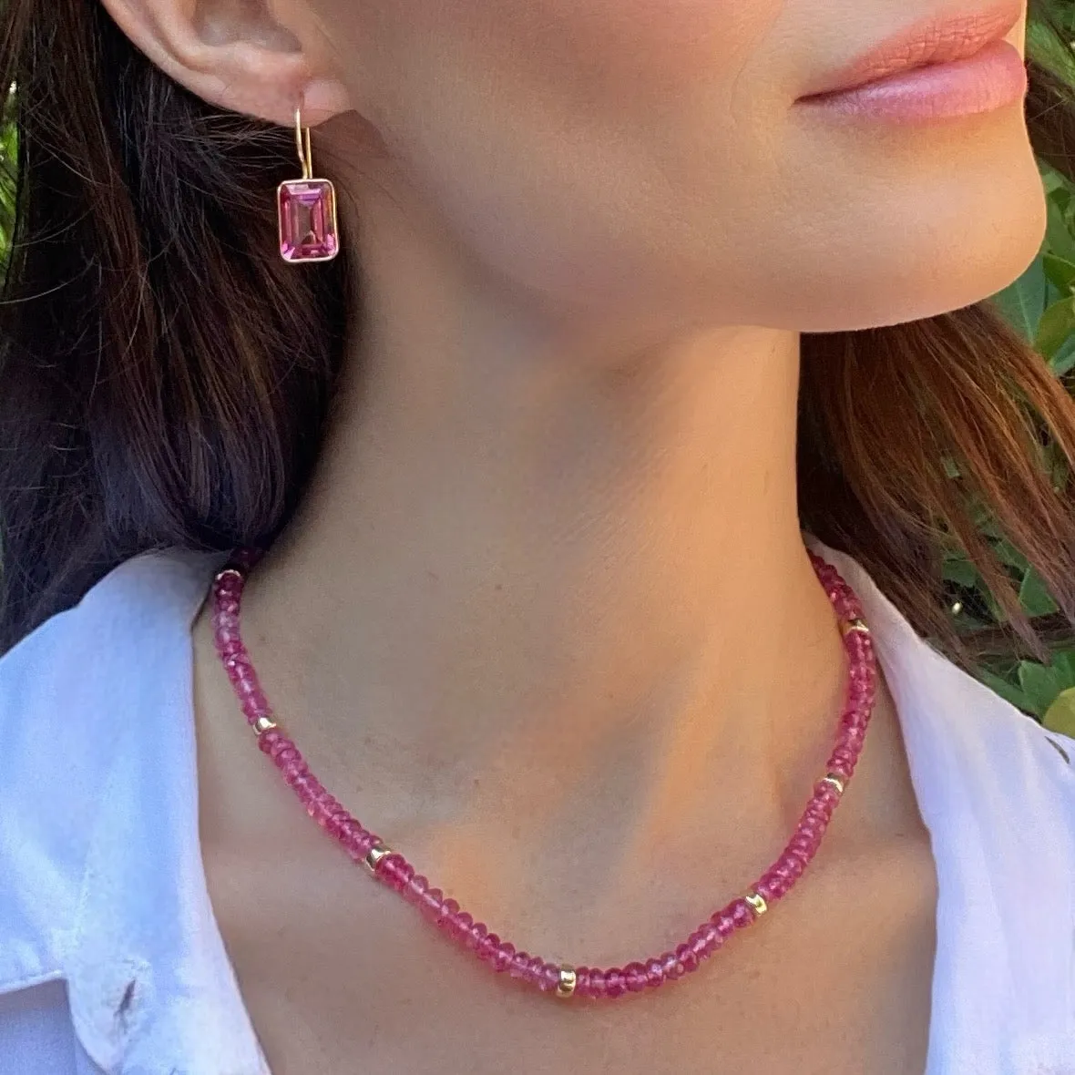 New!  Pink Topaz Collar Necklace