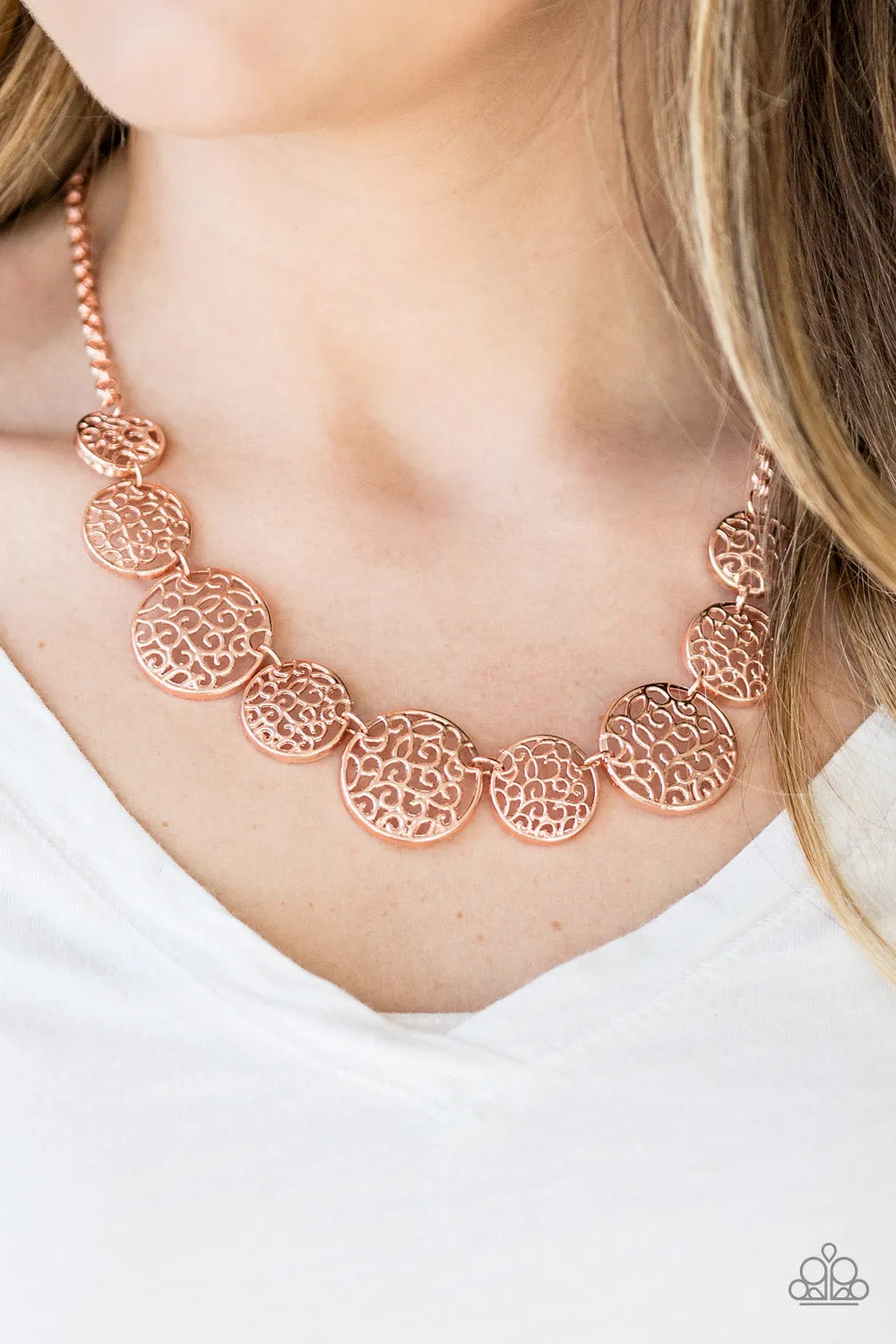 Open Door Jewelry - All The Time In The WHIRL - Copper Necklace - Paparazzi Accessories