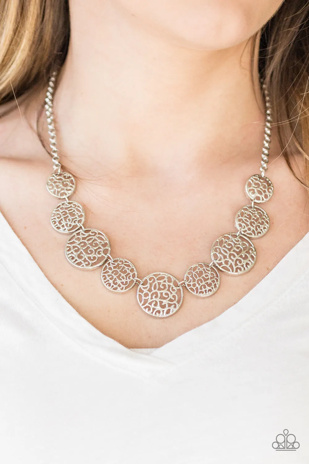 Open Door Jewelry - All The Time In The WHIRL - Silver Necklace - Paparazzi Accessories