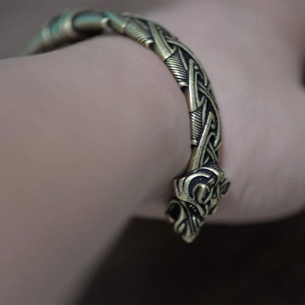 Ornamental Celtic Wolf Torc Bracelet