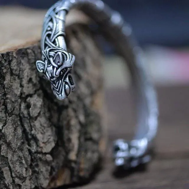 Ornamental Celtic Wolf Torc Bracelet