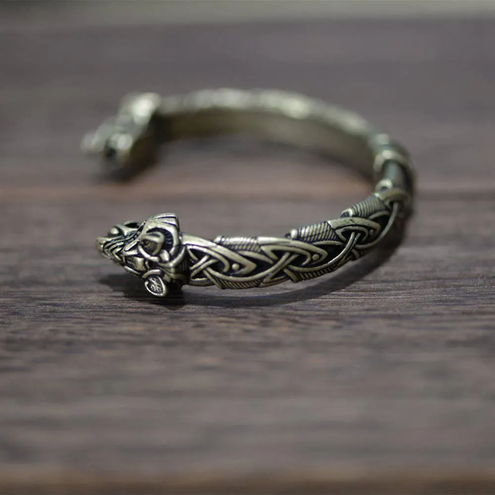 Ornamental Celtic Wolf Torc Bracelet