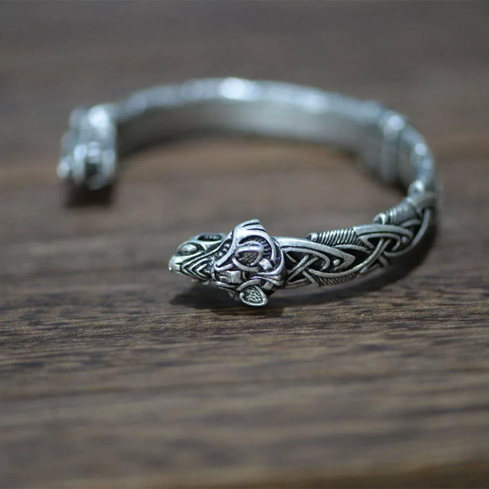 Ornamental Celtic Wolf Torc Bracelet