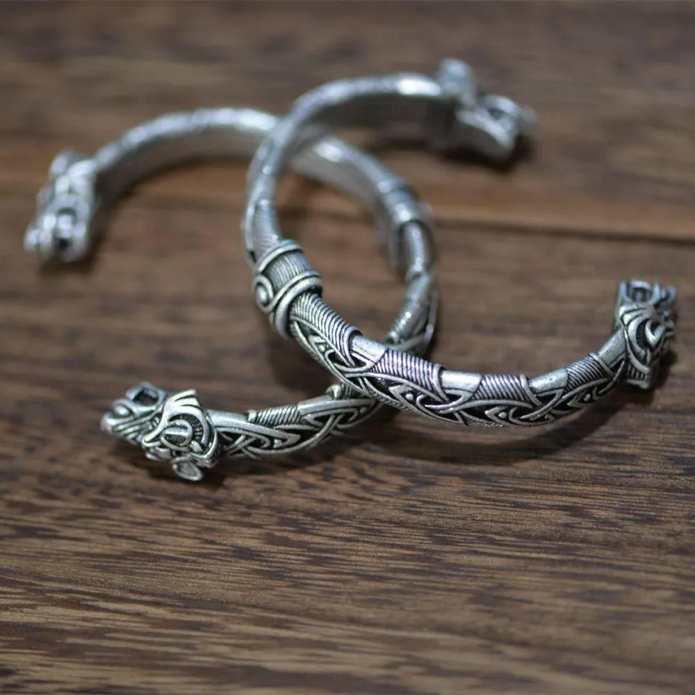 Ornamental Celtic Wolf Torc Bracelet