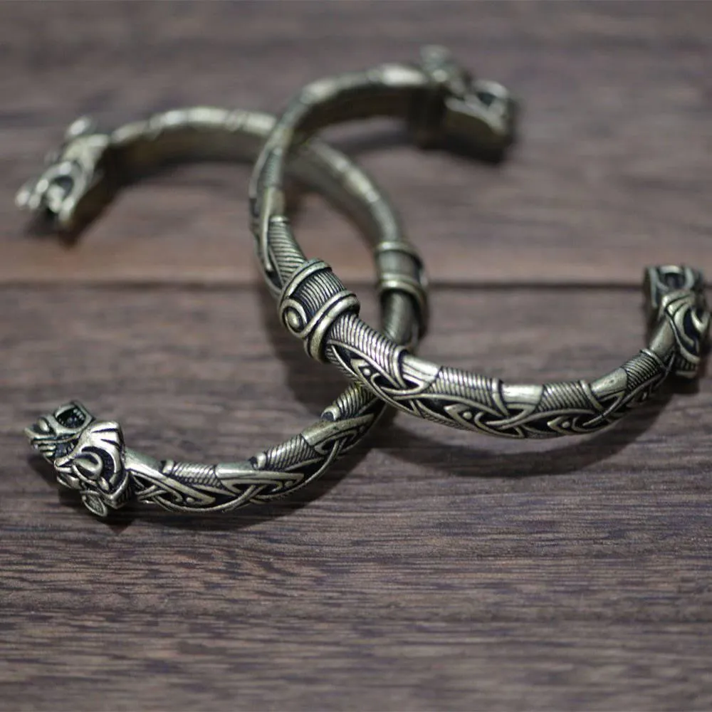 Ornamental Celtic Wolf Torc Bracelet