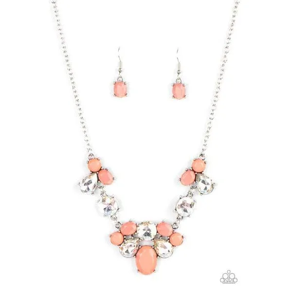 Paparazzi Ethereal Romance – Orange Necklace & Earrings Set