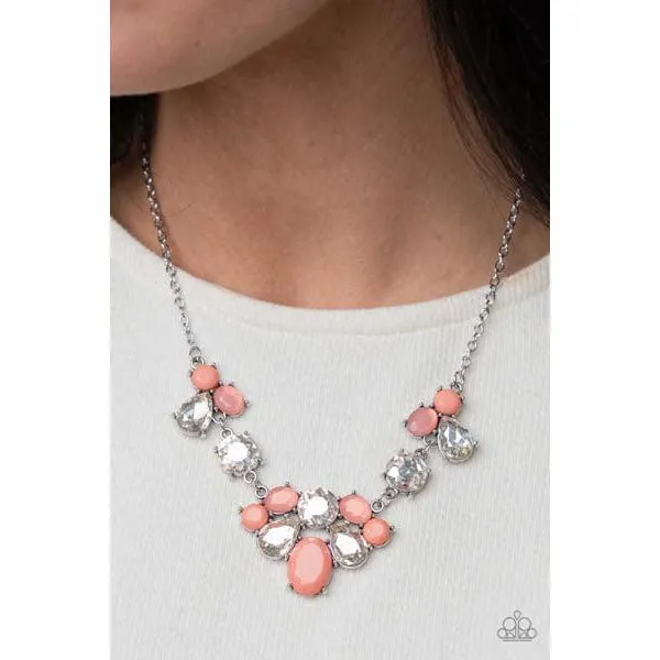 Paparazzi Ethereal Romance – Orange Necklace & Earrings Set