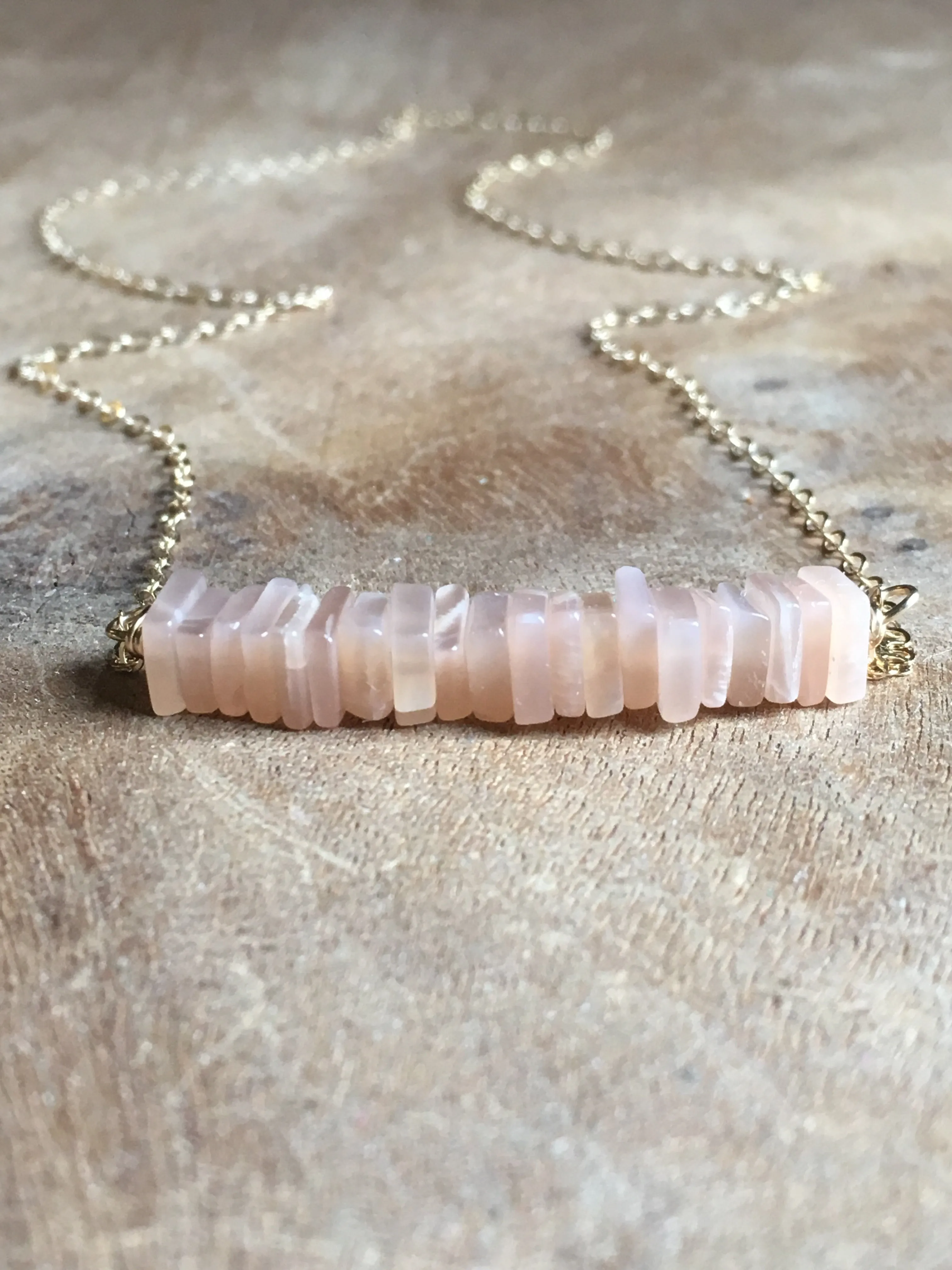 Peach Moonstone Necklace Gold or Silver