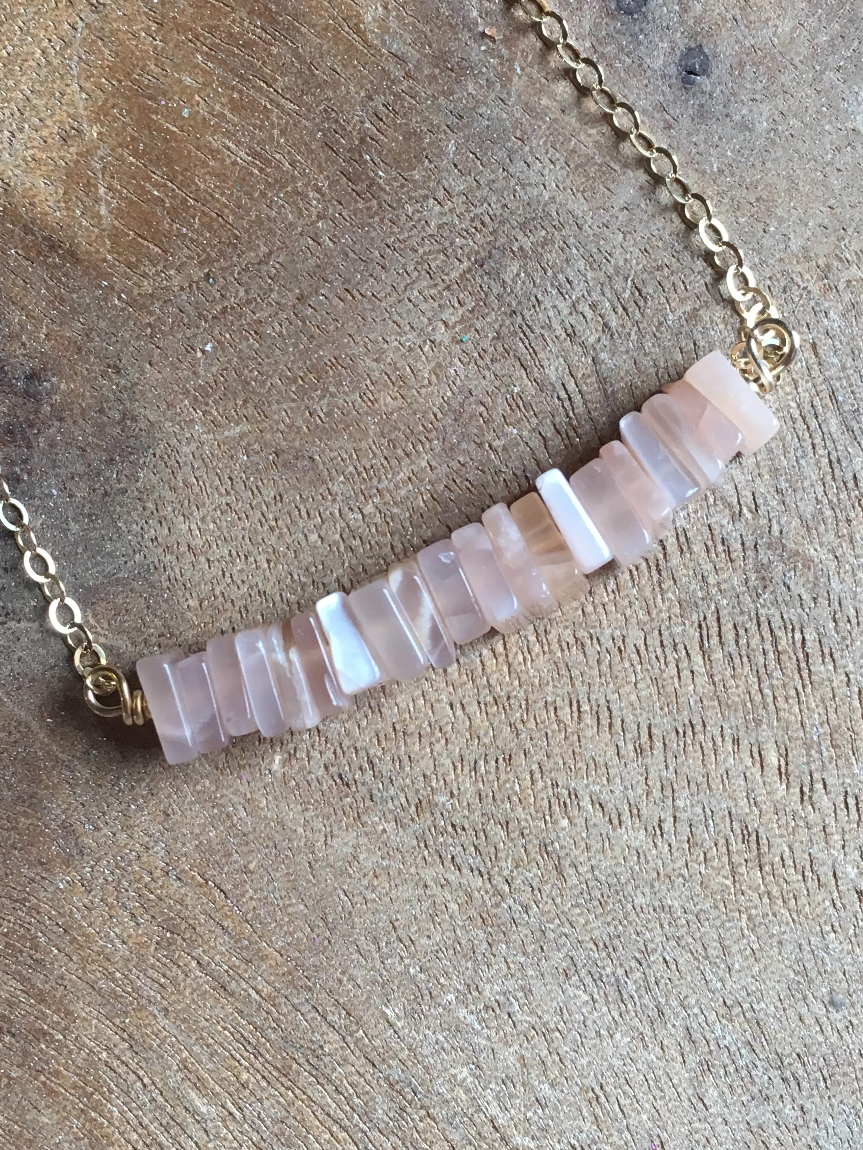 Peach Moonstone Necklace Gold or Silver