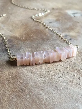 Peach Moonstone Necklace Gold or Silver