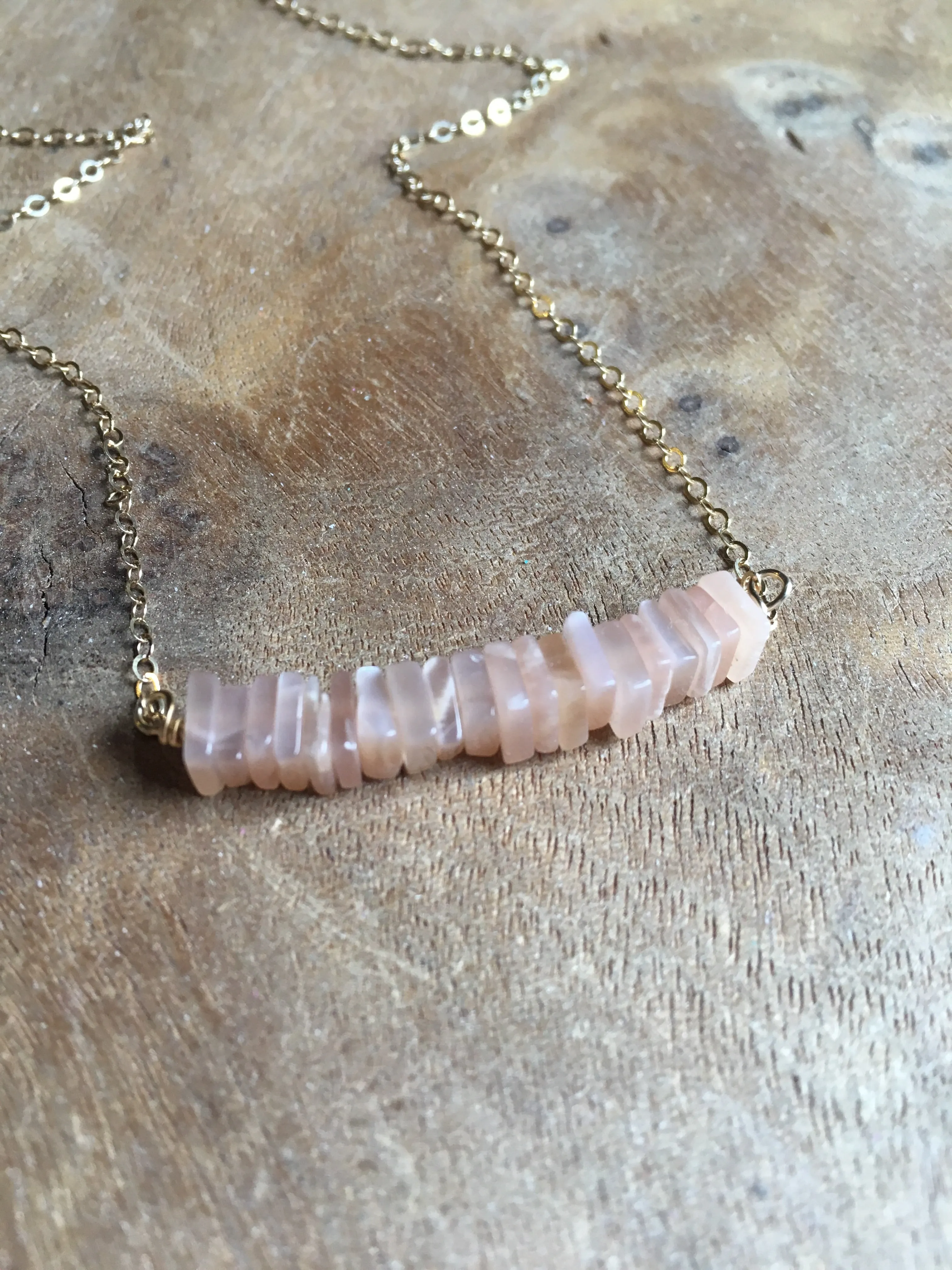 Peach Moonstone Necklace Gold or Silver