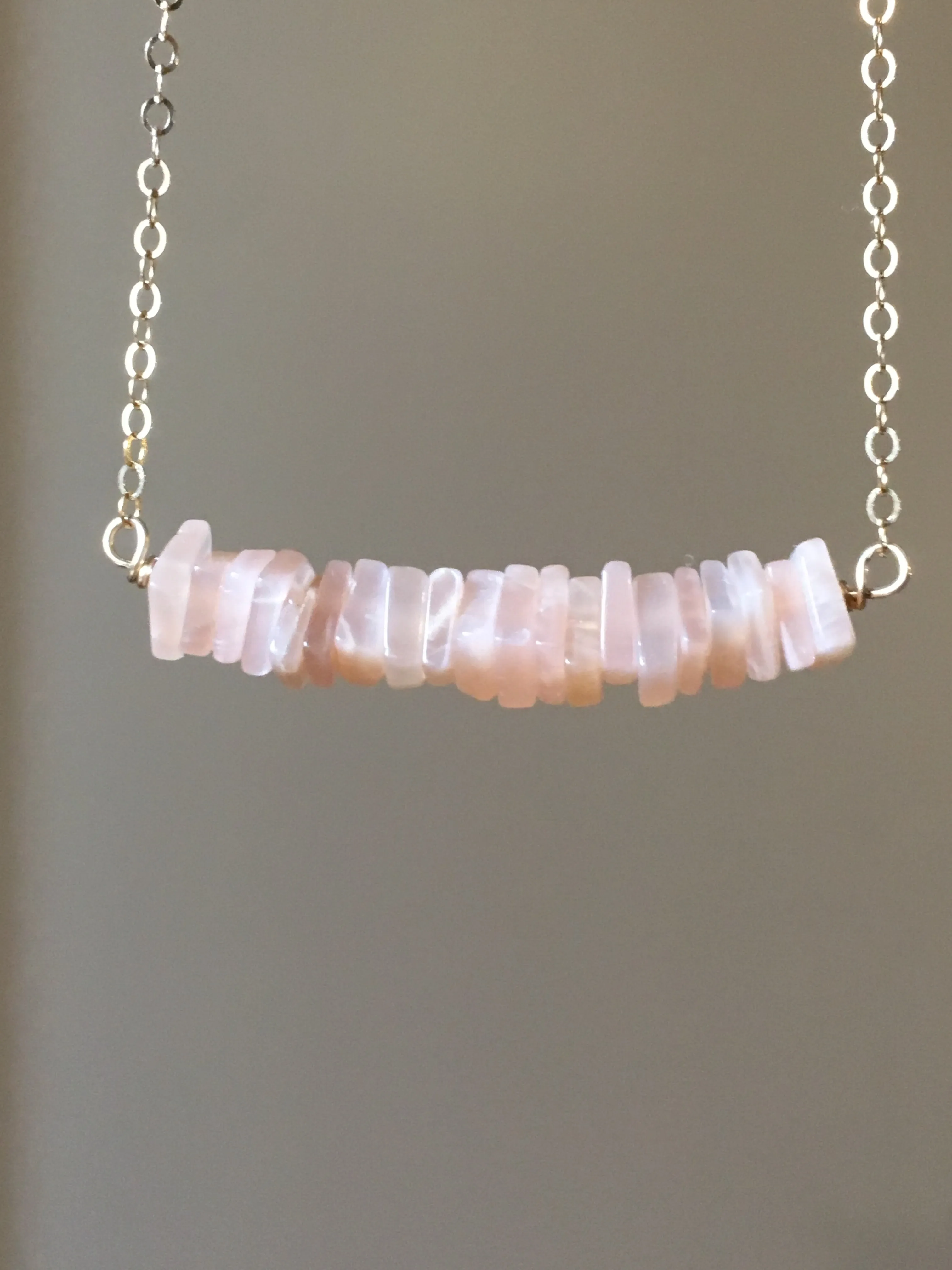 Peach Moonstone Necklace Gold or Silver