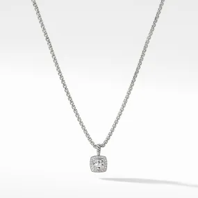 Pendant Necklace with White Topaz and Diamonds, 17" Length