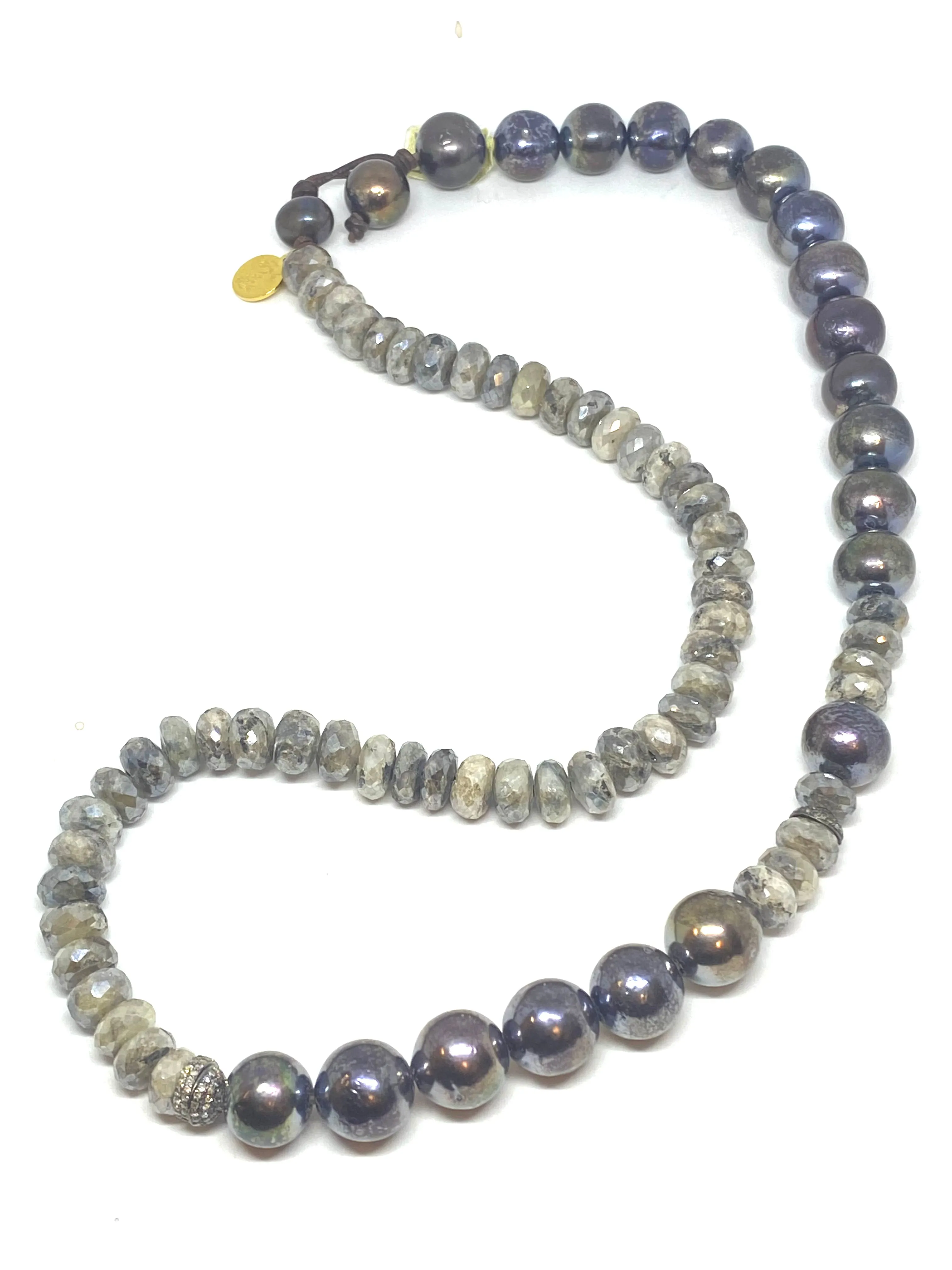 Perle By Lola Faceted Moonstone Necklace with Edison Pearl