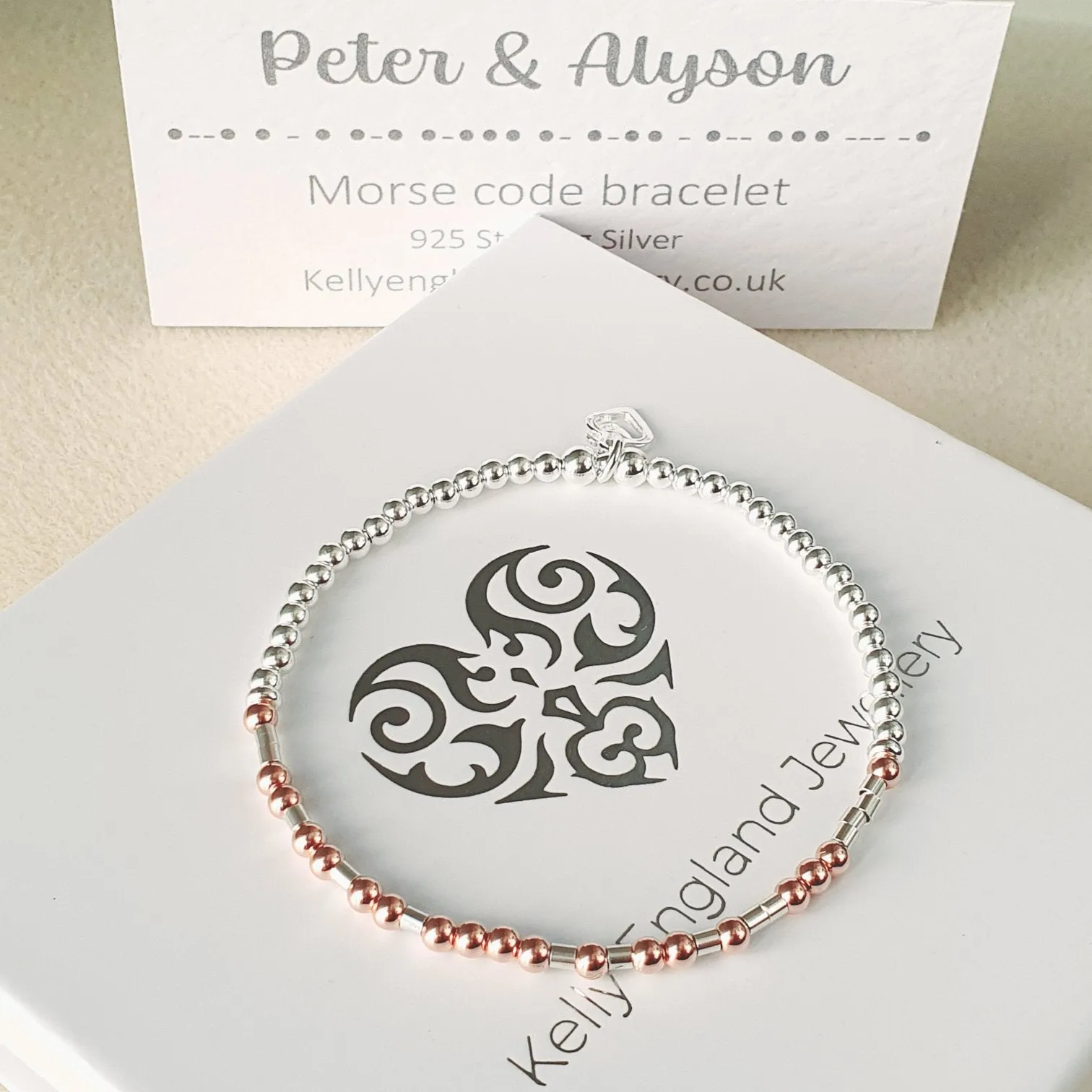 Personalised Silver & Rose Gold Morse Code Bracelet - Add any name