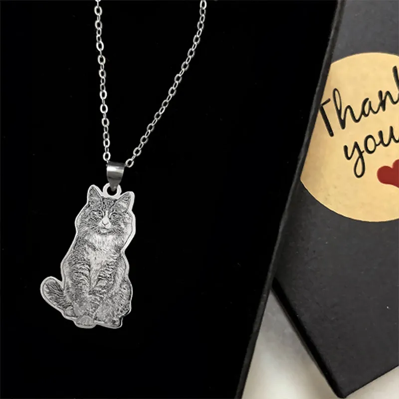 Personalized Cat Photo Necklace Titanium Steel