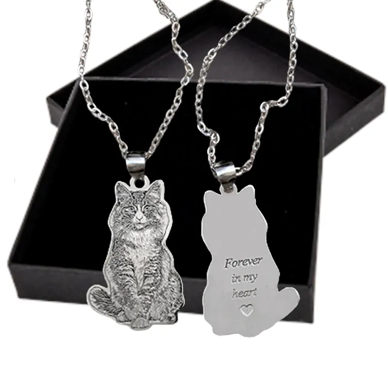 Personalized Cat Photo Necklace Titanium Steel