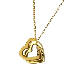 Personalized Double Heart Necklace