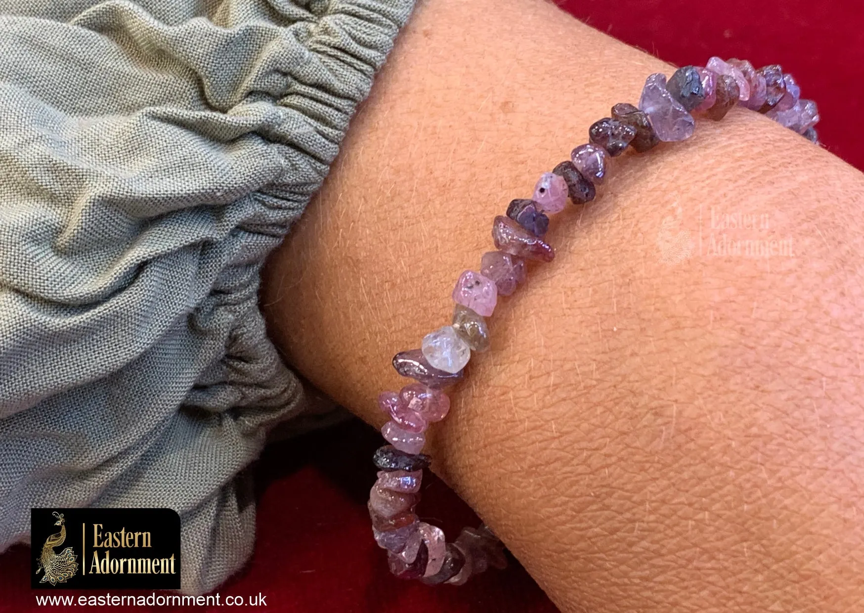 Pink Tourmaline Crystal Chip Bead Bracelet