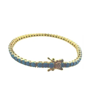 Plated Turquoise CZ Prong Set Bracelet (BNG4655TQ)