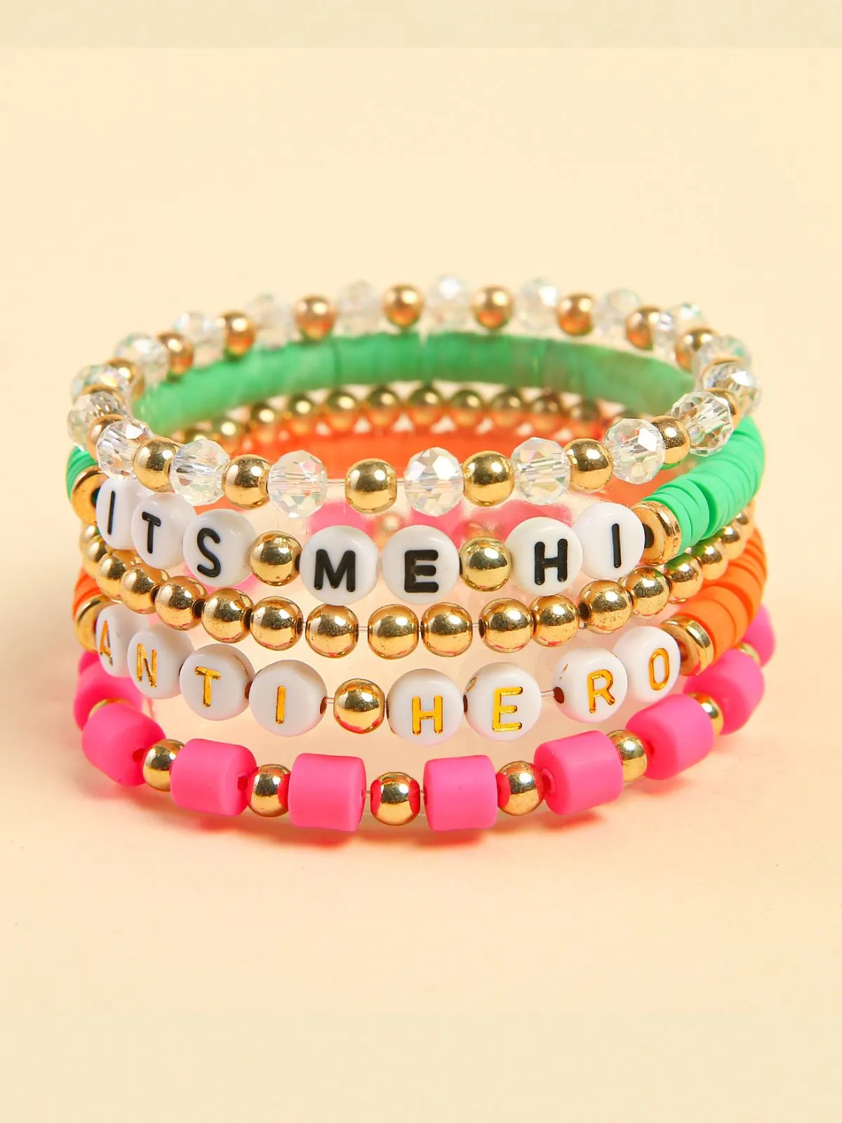 Polymer Letter Sun Smiley Face Bracelet