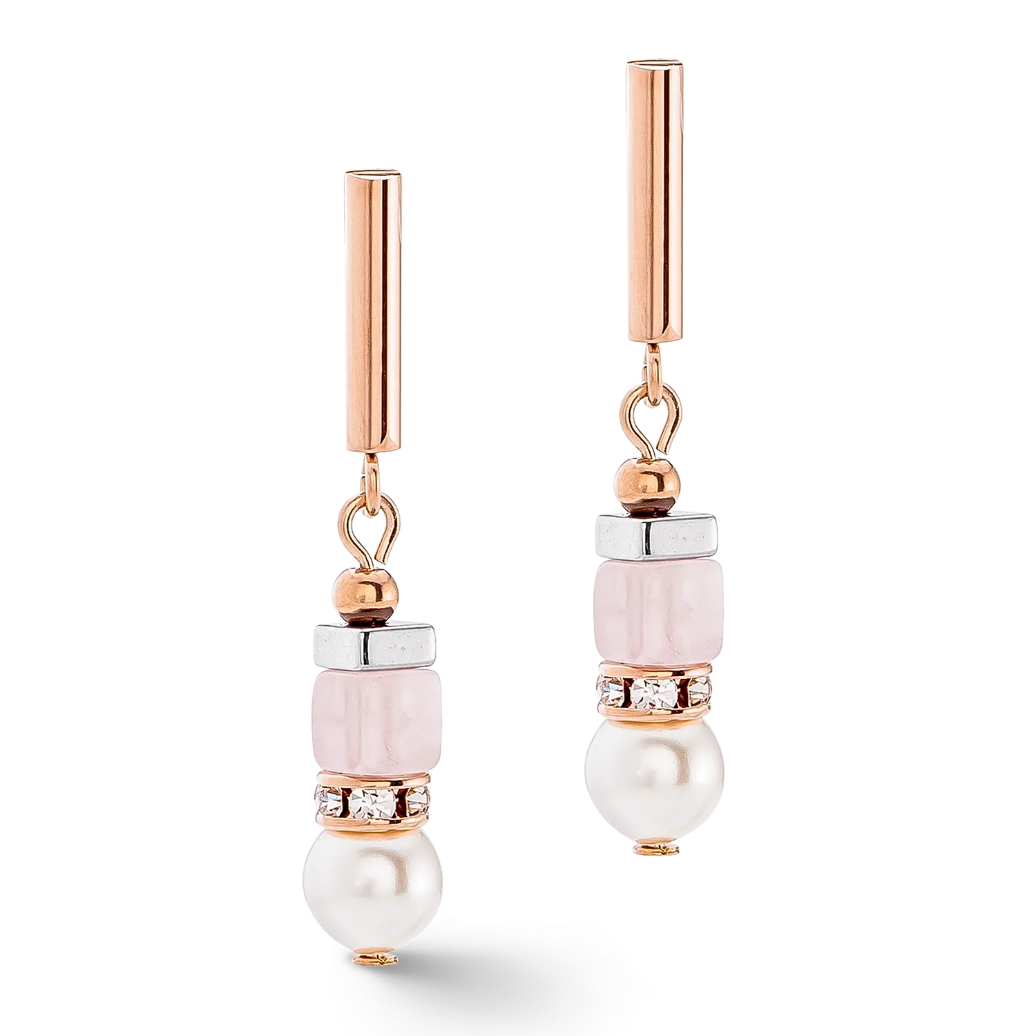 Precious Fusion Offset earrings rose gold-ice pink