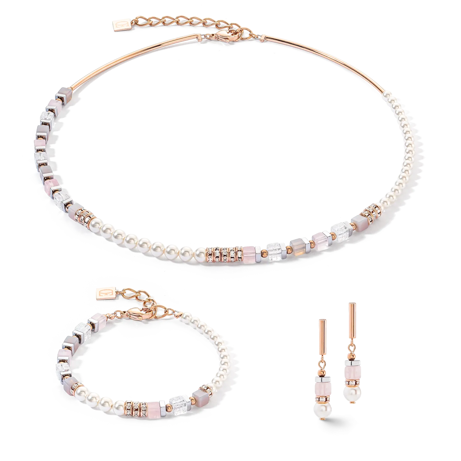 Precious Fusion Offset earrings rose gold-ice pink