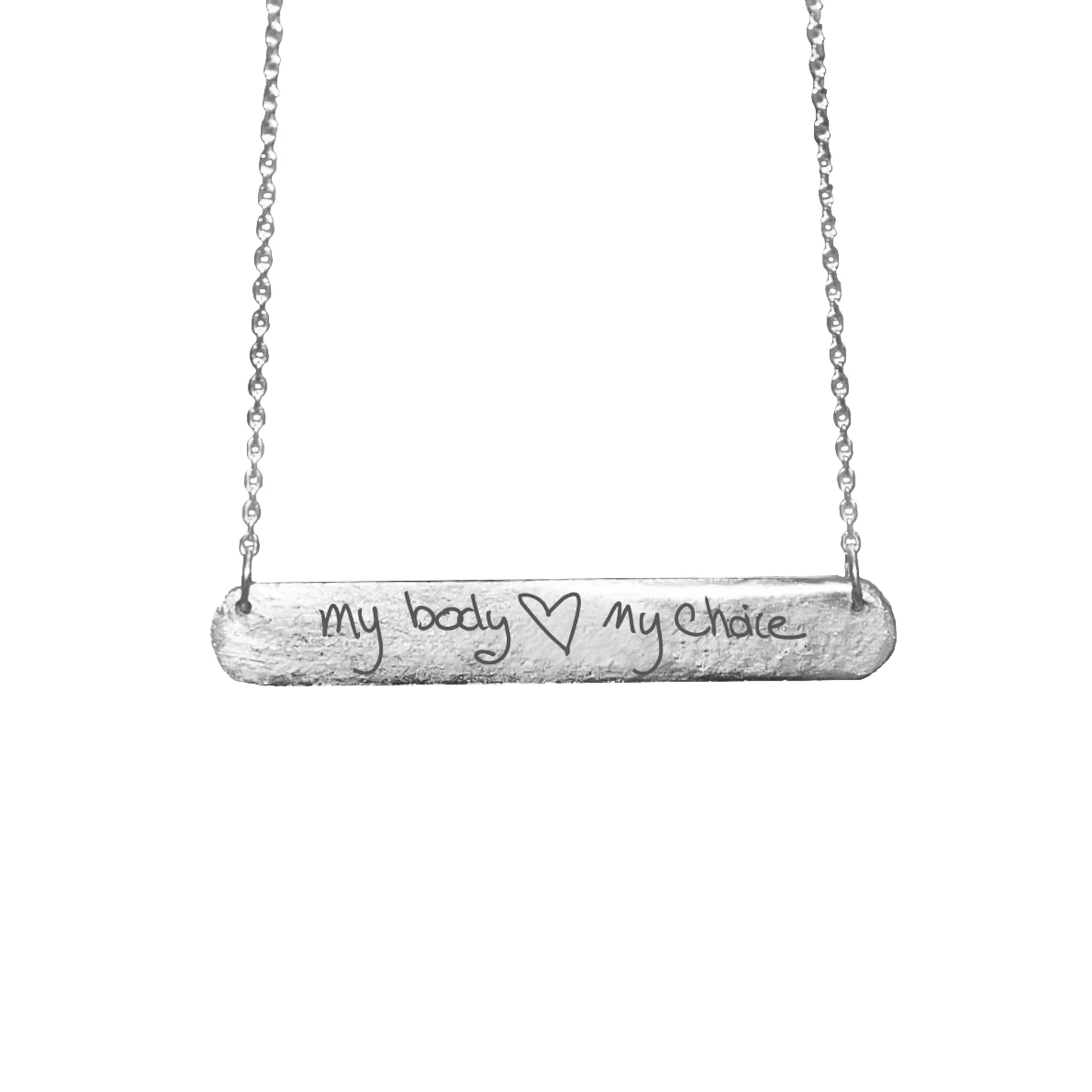 PROCHOICE WITH HEART COLLABORATION - MY BODY MY CHOICE BAR TAG NECKLACE