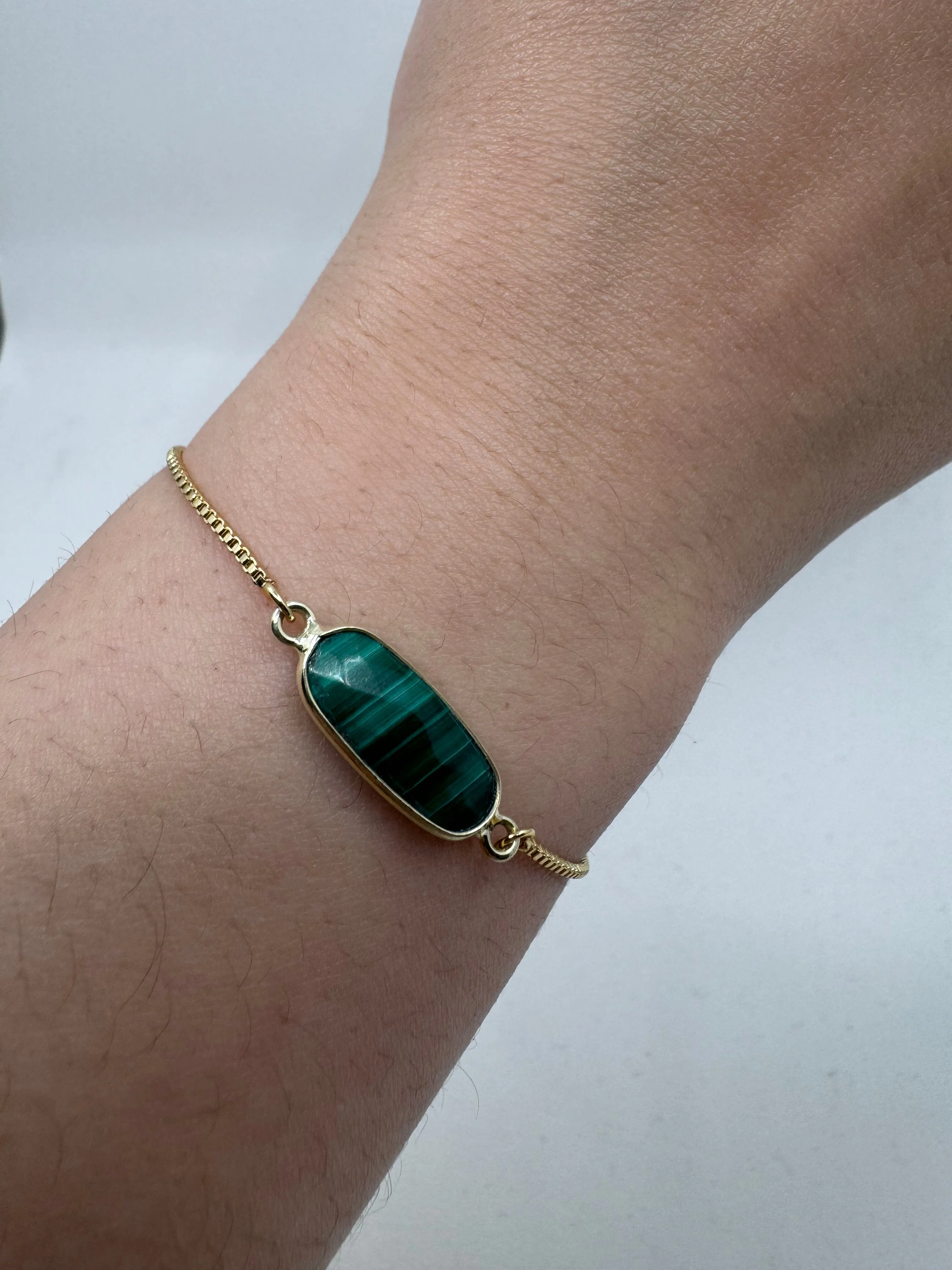 Pull Chain Bracelet: Rectangular Malachite (PBT780MLT)